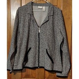 CLEARANCE Kim Rogers Leopard Print Women's Jacket Zip Up Petite XL